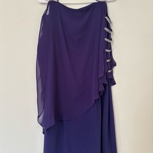MSK One Shoulder Dress in Deep Purple with Silver Accents